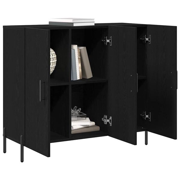vidaXL Sideboard Schwarz Eichen-Optik 90 x 34 x 80 cm Holzwerkstoff