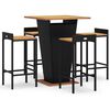 vidaXL 5-tlg. Gartenbar-Set Schwarz Poly Rattan & Massivholz Akazie