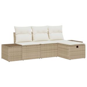vidaXL Sofa Set mit Kissen 4 pcs Poly-Rattan