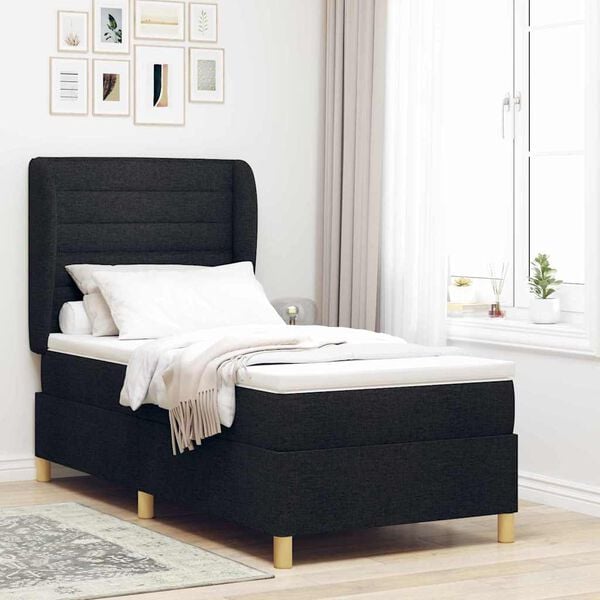 vidaXL Boxspringbett mit Matratze Schwarz 200 x 80 cm Stoff