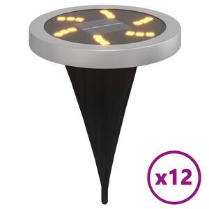vidaXL Solar-Bodenleuchten mit Erdspie&szlig; 12 Stk. Warmwei&szlig;