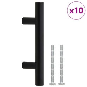 vidaXL M&ouml;belgriffe 10 Stk. Schwarz Lochabstand 64 mm Gesamtl&auml;nge 100 mm Edelstahl