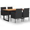 vidaXL 5-tlg. Garten-Essgruppe mit Kissen Poly Rattan Schwarz