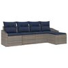 vidaXL Sofa Set mit Kissen 5 pcs Grau und Marineblau Poly-Rattan