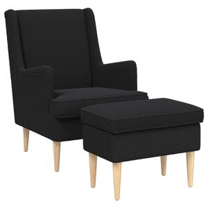 vidaXL Sessel mit Fu&szlig;hocker 2 stk. Schwarz Boucl&eacute;