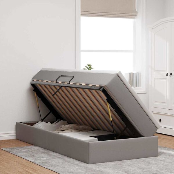 vidaXL Aufbewahrungsbett mit Matratze Taupe 100 x 200 cm Polyester