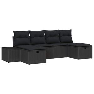 vidaXL Gartensofa-set 6 stk. Schwarz Poly-Rattan