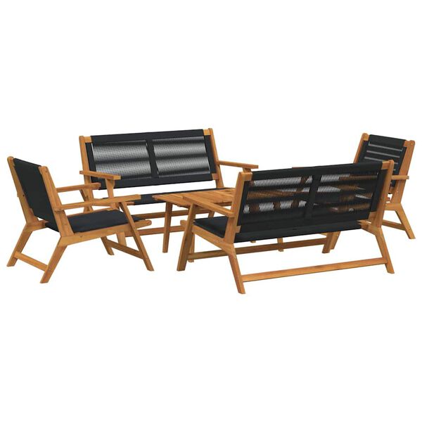 vidaXL Gartenst&uuml;hle mit Tisch 5 pcs Schwarz Massivholz Akazie