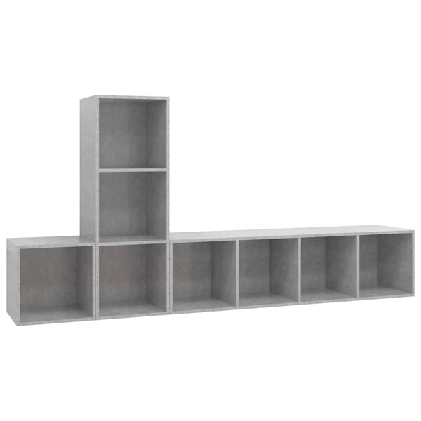 vidaXL 3-tlg. TV-Schrank-Set Betongrau Holzwerkstoff