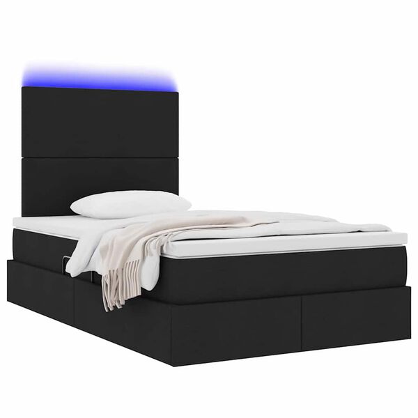 vidaXL Bett mit Stauraum und LED Schwarz 120 x 200 cm Polyester