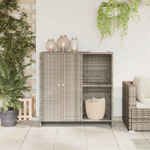 vidaXL Badschrank mit Speicher Hellgrau 100 x 36 x 102 cm Rattan