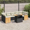 vidaXL 8-tlg. Garten-Sofagarnitur mit Kissen Schwarz Poly Rattan