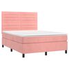 vidaXL Boxspringbett mit Matratze & LED Rosa 140x190 cm Samt