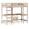 vidaXL Hochbett mit Schreibtisch 100x200 cm Massivholz Kiefer