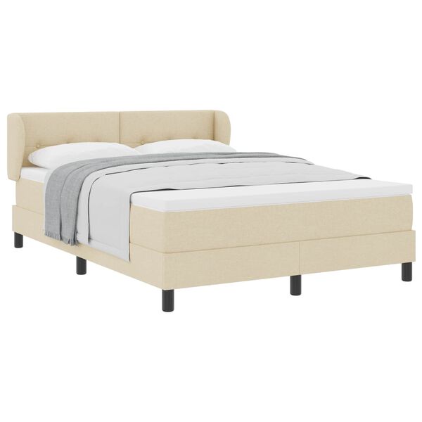 vidaXL Boxspringbett mit Matratze Creme 140 x 190 cm Stoff