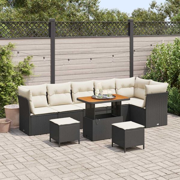 vidaXL Gartensofa-set 9 pcs Schwarz Poly-Rattan