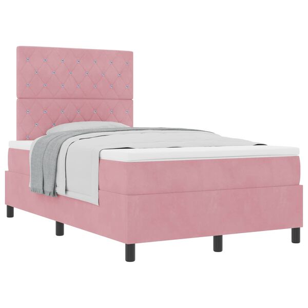 vidaXL Boxspringbett mit Matratze mit Kopfteil Rosa 120 x 190 cm Stoff