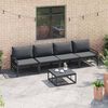 vidaXL Gartensofa-set mit Kissen 4 pcs Schwarz Stahl