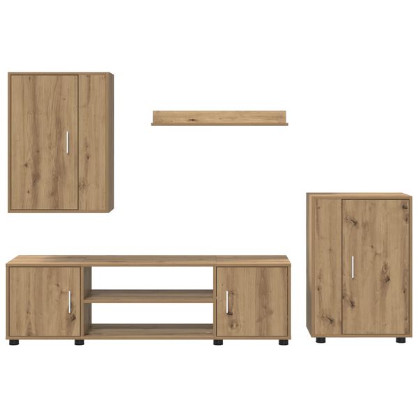 vidaXL TV-Schrankset Wandmontiert 4 pcs Artisan-Eiche Holzwerkstoff