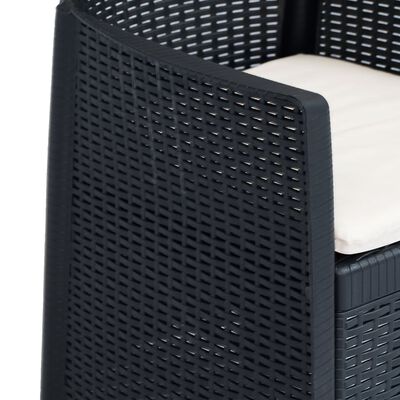 vidaXL Gartenstühle 2 Stk. mit Kissen Anthrazit Kunststoff Rattan-Optik