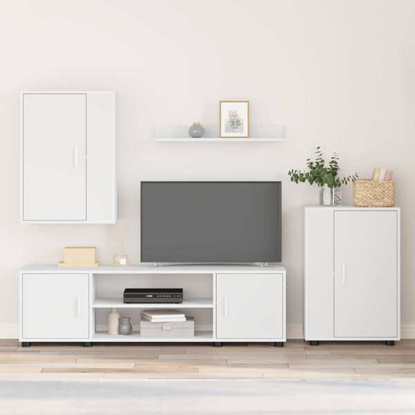 vidaXL TV-Schrankset Wandmontiert 4 pcs Wei&szlig; Holzwerkstoff