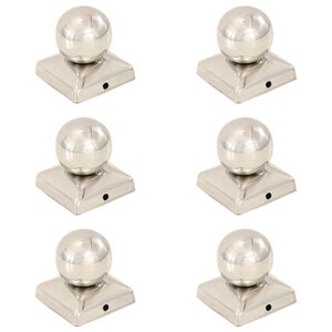 vidaXL Pfostenkappen 6 Stk. Kugelform Edelstahl 71 x 71 mm