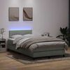 vidaXL Boxspringbett mit Matratze & LED Hellgrau 120x210 cm Samt