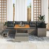 vidaXL Gartensofa-set mit Kissen mit Speicher 9 pcs Grau Poly Rattan