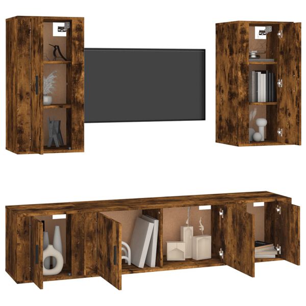 vidaXL 5-tlg. TV-Schrank-Set Räuchereiche Holzwerkstoff