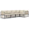 vidaXL 5-tlg. Garten-Lounge-Set mit Kissen Anthrazit Poly Rattan
