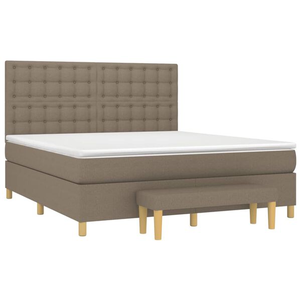vidaXL Boxspringbett mit Matratze Taupe 180x200 cm Stoff