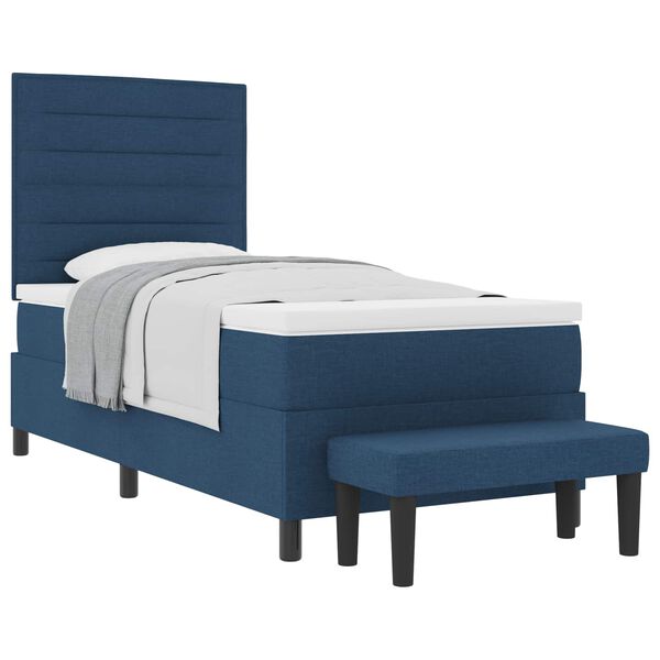 vidaXL Boxspringbett mit Matratze mit Kopfteil Blau 90 x 190 cm Stoff