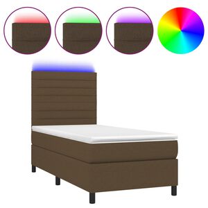 vidaXL Boxspringbett mit Matratze & LED Dunkelbraun 80x200 cm Stoff