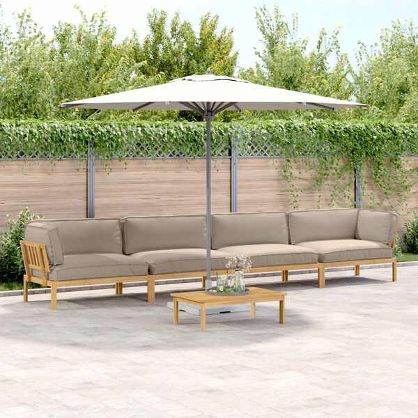 vidaXL Sofa Set mit Kissen Uni 5 pcs Taupe Massivholz Akazie