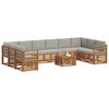 vidaXL Ecksofa Set 11 pcs Nat&uuml;rlich und Hellgrau Massivholz Akazie