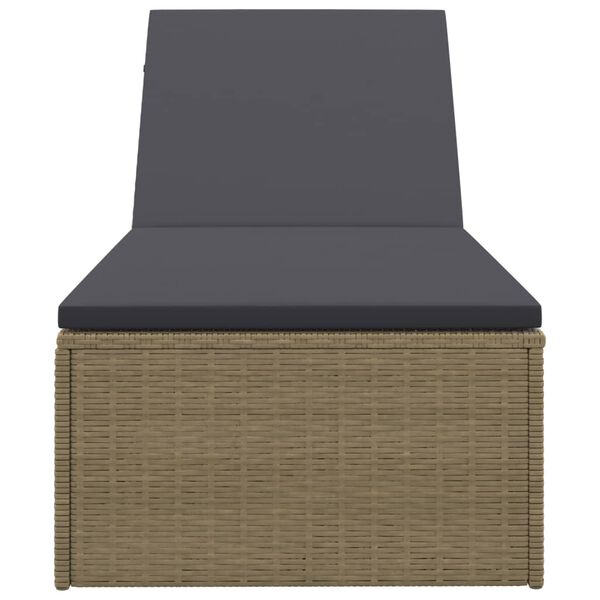 vidaXL Sonnenliege Poly Rattan Braun und Dunkelgrau