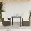 vidaXL Gartensessel mit Kissen 2 Stk. Verstellbar Braun Poly Rattan