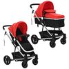 vidaXL 2-in-1 Kinderwagen/Buggy Aluminium Rot und Schwarz