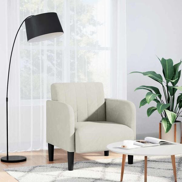vidaXL Sessel mit Armlehnen Creme 54 cm Samt