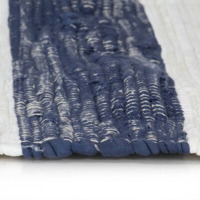 vidaXL Handgewebter Chindi-Teppich Baumwolle 120x170cm Blau und Weiß