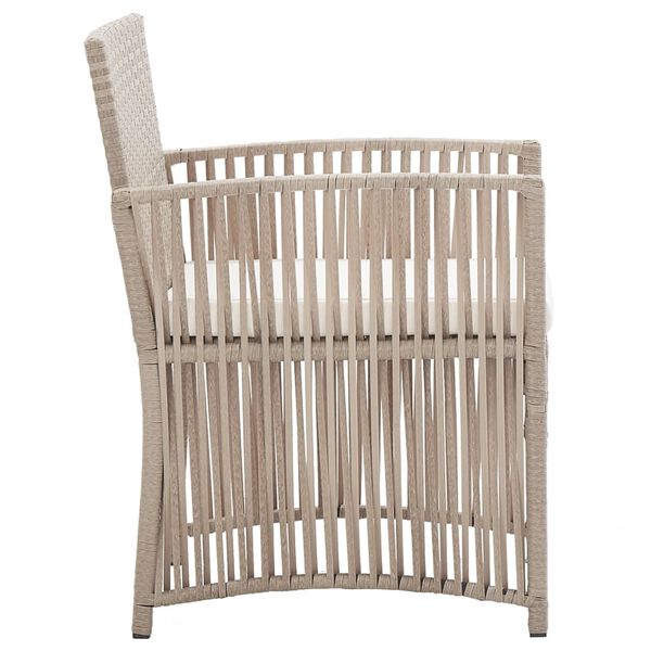 vidaXL Gartensessel mit Sitzkissen 2 Stk. Beige Poly Rattan