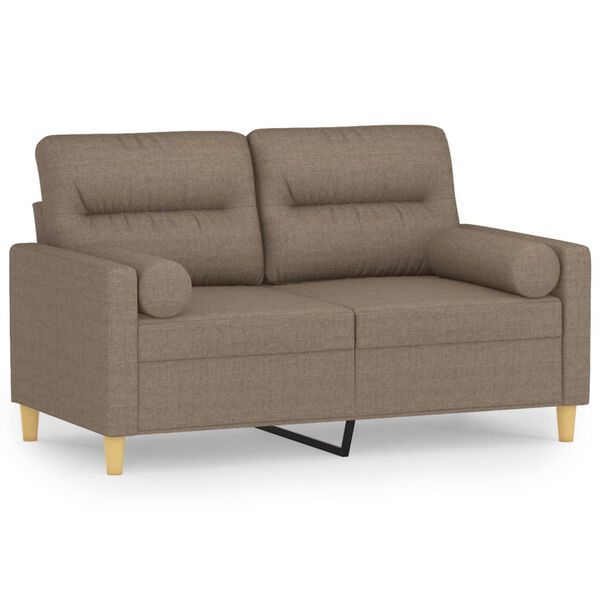 vidaXL 2-Sitzer-Sofa mit Kissen Taupe 120 cm Stoff