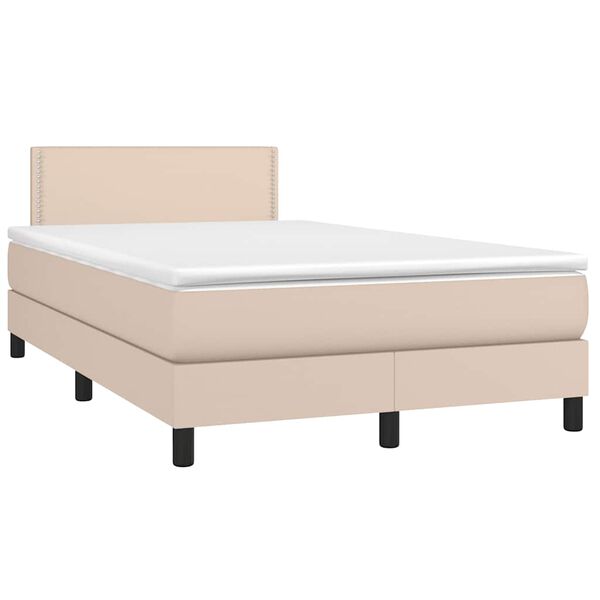 vidaXL Boxspringbett mit Matratze & LED Cappuccino-Braun 120x190 cm