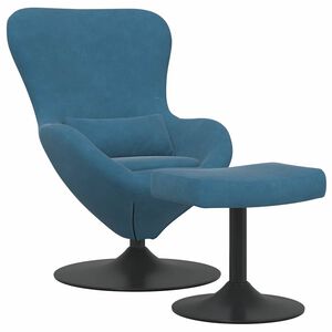 vidaXL Eierstuhl mit Fu&szlig;hocker with Footstool Blau Samt
