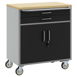 vidaXL Werkbank mit Schubladen Schwarz und Grau 75 x 45 x 85 cm