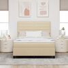 vidaXL Boxspringbett mit Matratze Creme 140 x 200 cm Stoff