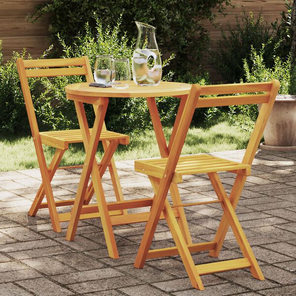 vidaXL Garten Bistro Set mit Kissen 3 pcs Braun Massivholz Akazie