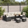 vidaXL Garten-Sofa-Set mit Kissen mit Kissen 10 pcs Schwarz und Creme