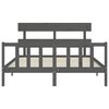 vidaXL Massivholzbett mit Kopfteil Grau