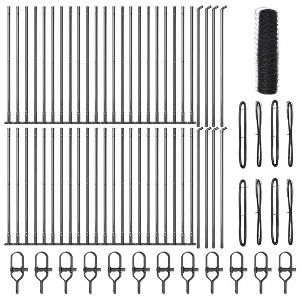 vidaXL Zaunpfosten Grau 100 x 0,5 m (50 mm Maschenweite) Stahl und PVC